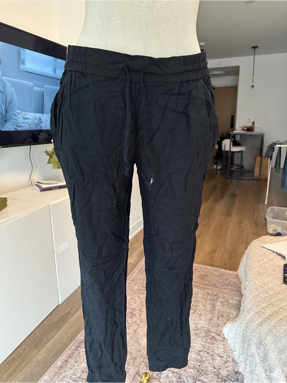Black Drawstring Casual Pants